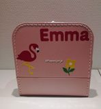 Koffertje met naam en flamingo